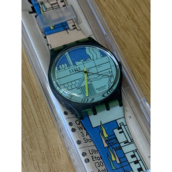 NEW Swatch Watch METROSCAPE‎ with Case & Watch Face Cover 1990 Vintage - Picture 3 of 13